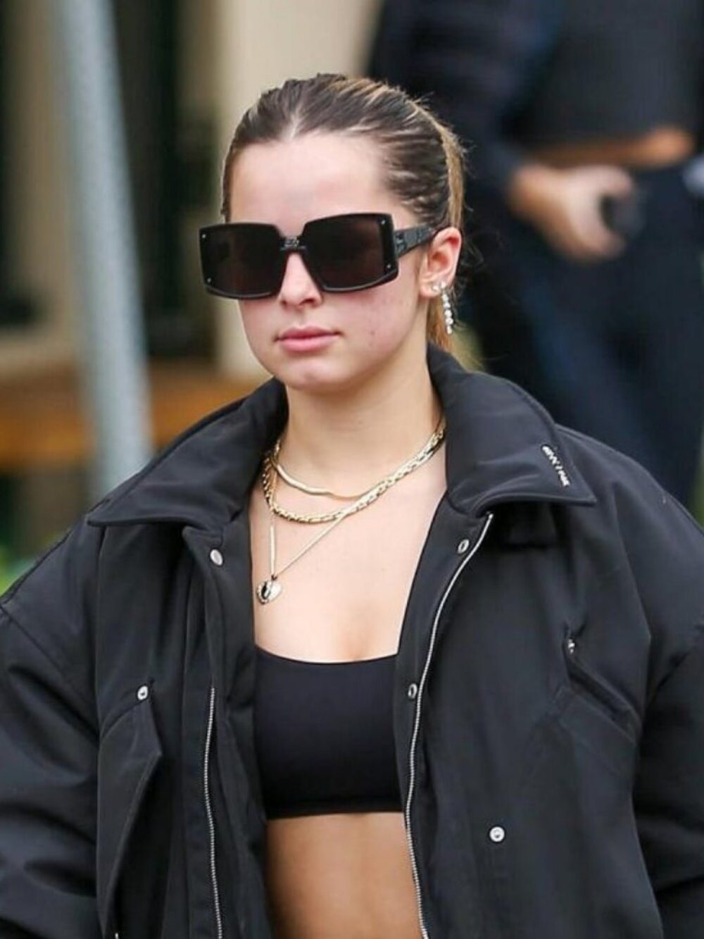 Balenciaga BB0081S 001 Sunglasses Black Square Frame, Grey Lenses